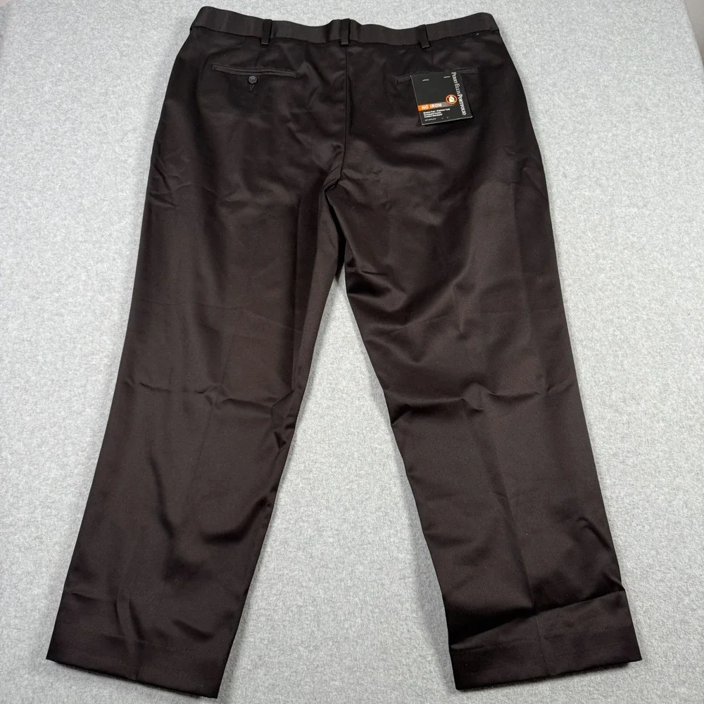 Perry Ellis Portfolio Mens 42x28 Black No Iron Premium Twill Dress Pants Slacks